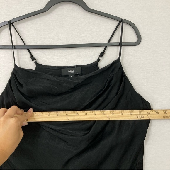 New Mossimo Black Asymmetric Hem Satin Flowy Y2K Dress Size Small - Picture 7 of 11